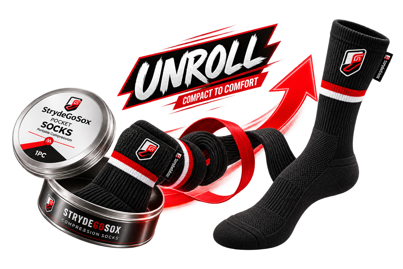 Compression sock unrolled